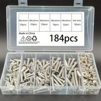 184pcs M6 Stainless Steel Beveled Flat Head Hex Socket Head Screws, Flange Nuts, Furniture Screws, Bed Repair Screws