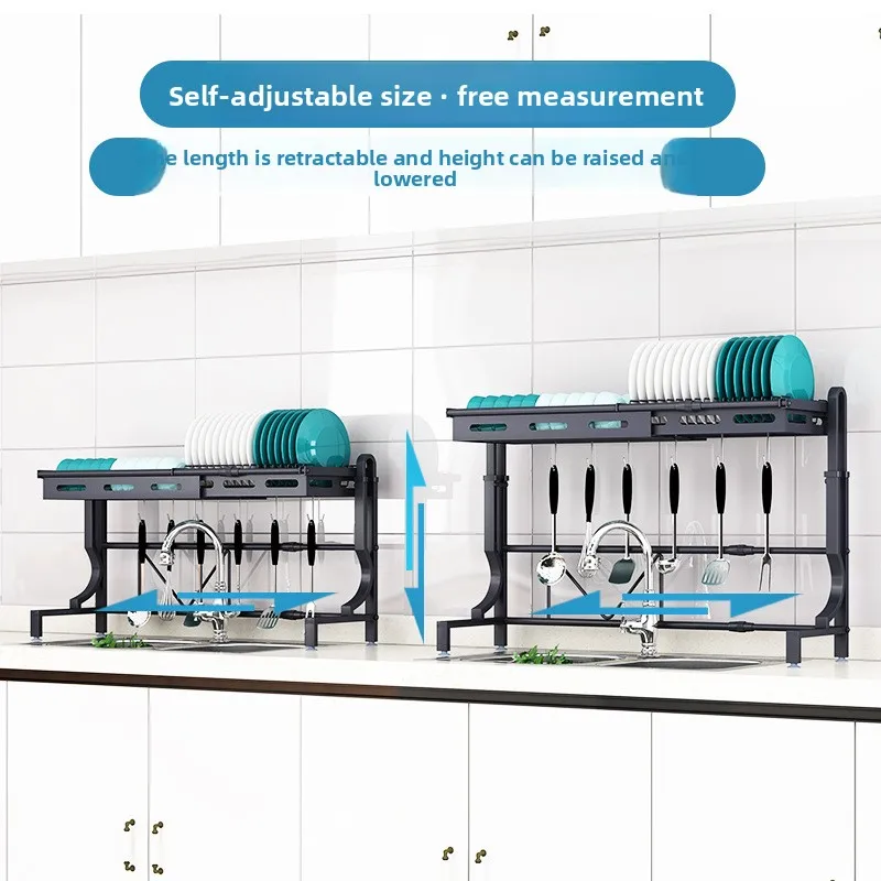 Étagère de cuisine rétractable, support de bol de vidange domestique, évier en acier inoxydable, support de rangement de vaisselle, support de filtre à eau