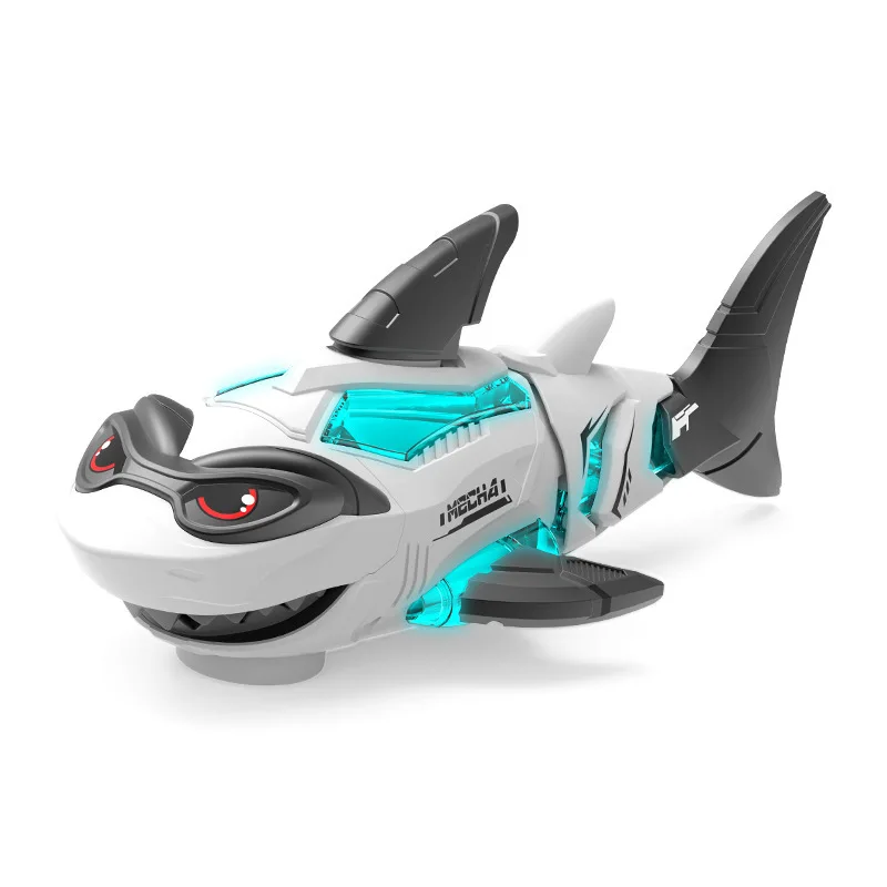 Educativo per bambini Elettrico Universale Walking Shark Light Music Training Heads Up Giocattoli striscianti elettrici per neonati