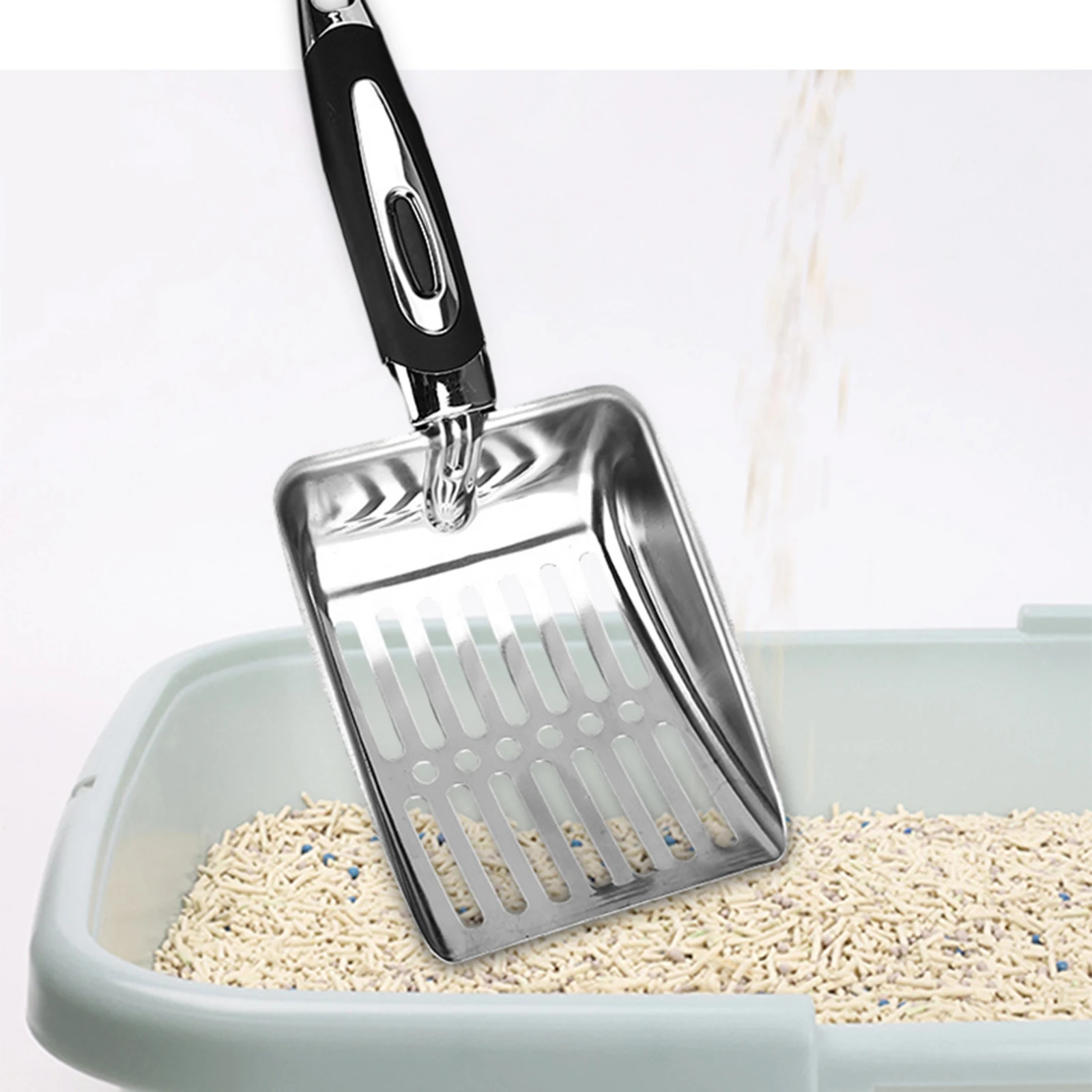 Cat Litter Boxes Scooper Stainless Steel Fast Sifting Indoor Sand Sifting Pet Cleaning Tool Cat Litter Sifter Shovel for Bunny