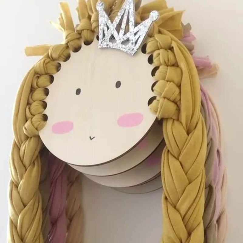 Nordic Braid Doll Baby Hair Clips Holder Princess Gril Hairpin Hairband Storage Pendant Wall Hanging Decor for Girls Room