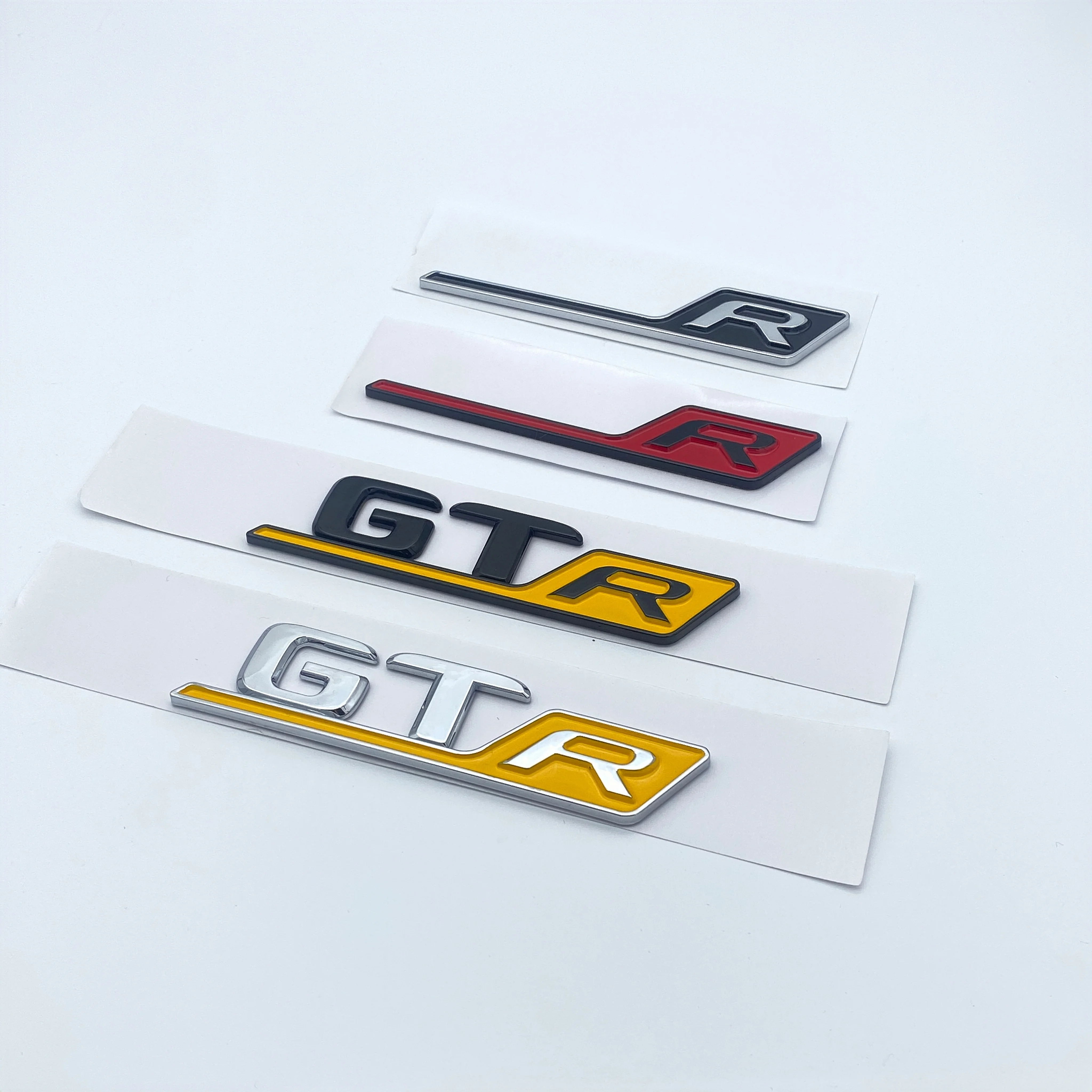 3D Flat Font Letters ABS Emblem Yellow R GT GTR for Mercedes Benz AMG Car Trunk Nameplate Badge Logo Sticker Chrome Glossy Black