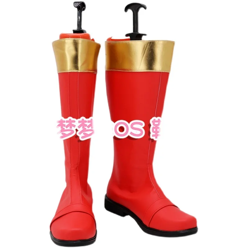 Super Sentai Bakuryuu Sentai Abaranger AbaRed, chaussures de Costume de Cosplay, bottes de fête de carnaval d'halloween, bottes en Faux cuir faites à la main