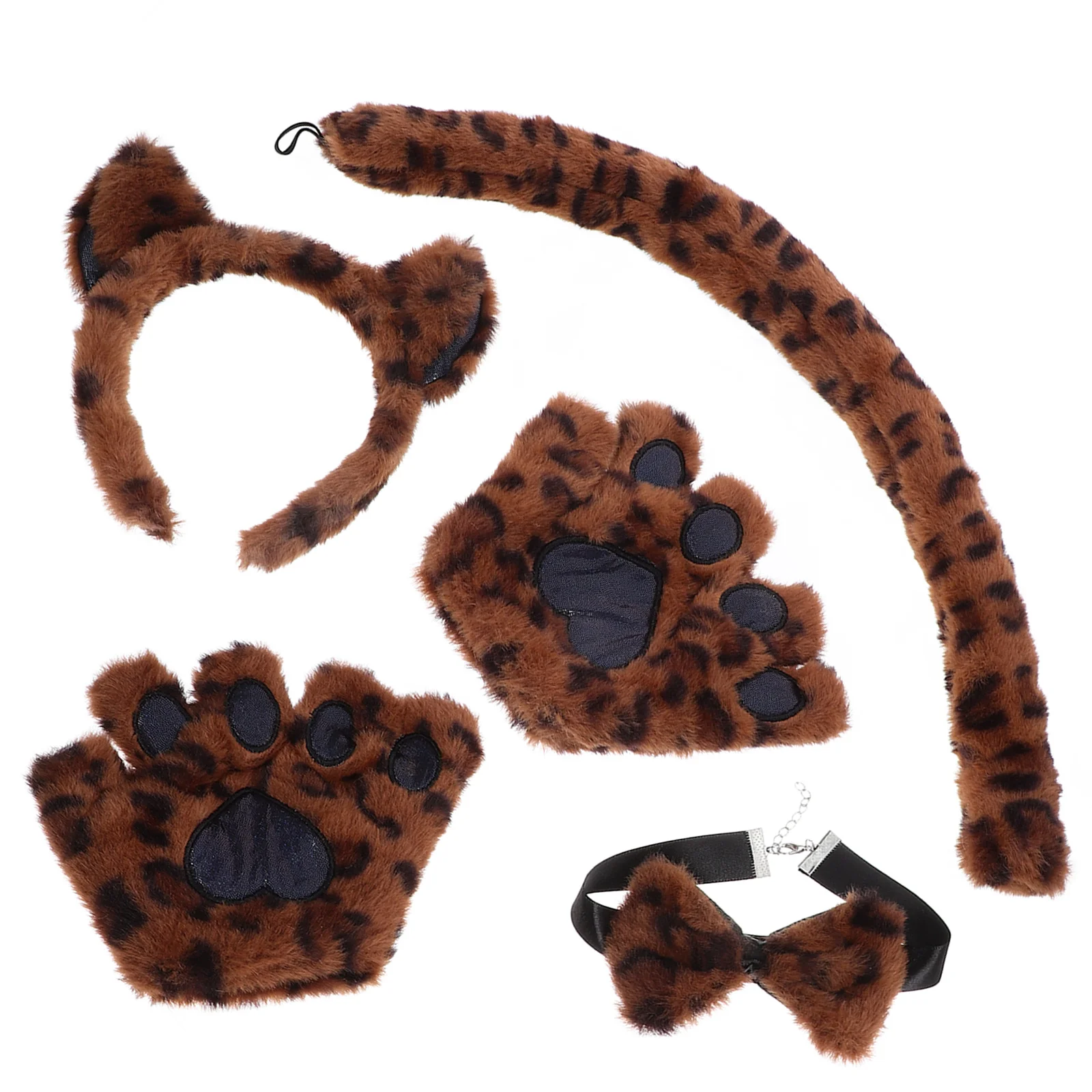 Kit de gants queue de chat, bandeau oreilles de chat, Costume de fête, carnaval, accessoires de Cosplay d'animaux, accessoires de décoration de scène, 1 ensemble