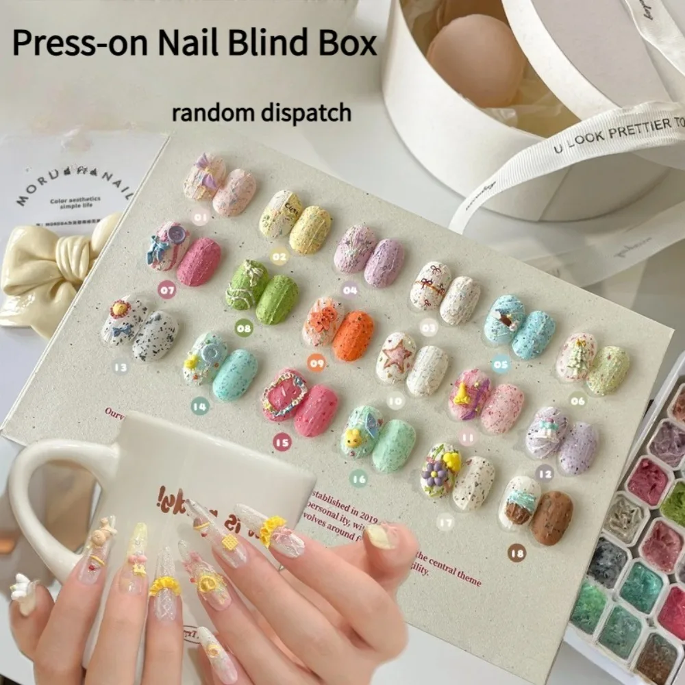 

False Nails Mystery Blind Box Random Style Press On Nails Full Cover Artificial Nail Tips Women Daily Manicure Surprise Gift Box