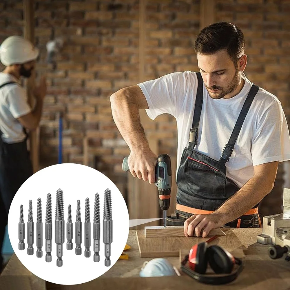 L33A_Screw Extractor Set، 10 قطع من مستخرج المسمار، 1/4 بوصة عرافة عرقوب كسر المسمار النازع، مزيل المسمار ومجموعة لقم النازع