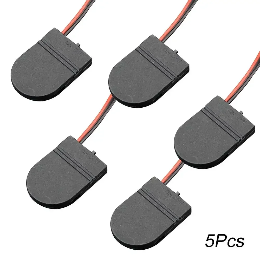New 5PCS Single Slot CR2032 CR 2032 Button Coin Cell Battery Holder Case Cover With ON-OFF Switch leads Wire 3V Battery Box