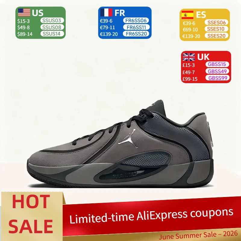 Tênis de basquete masculino Nike Jordan Tatum 4 de cano baixo - Cinza Fumaça Confortável, Durável, com Suporte, Responsivo, Macio HQ4613-002