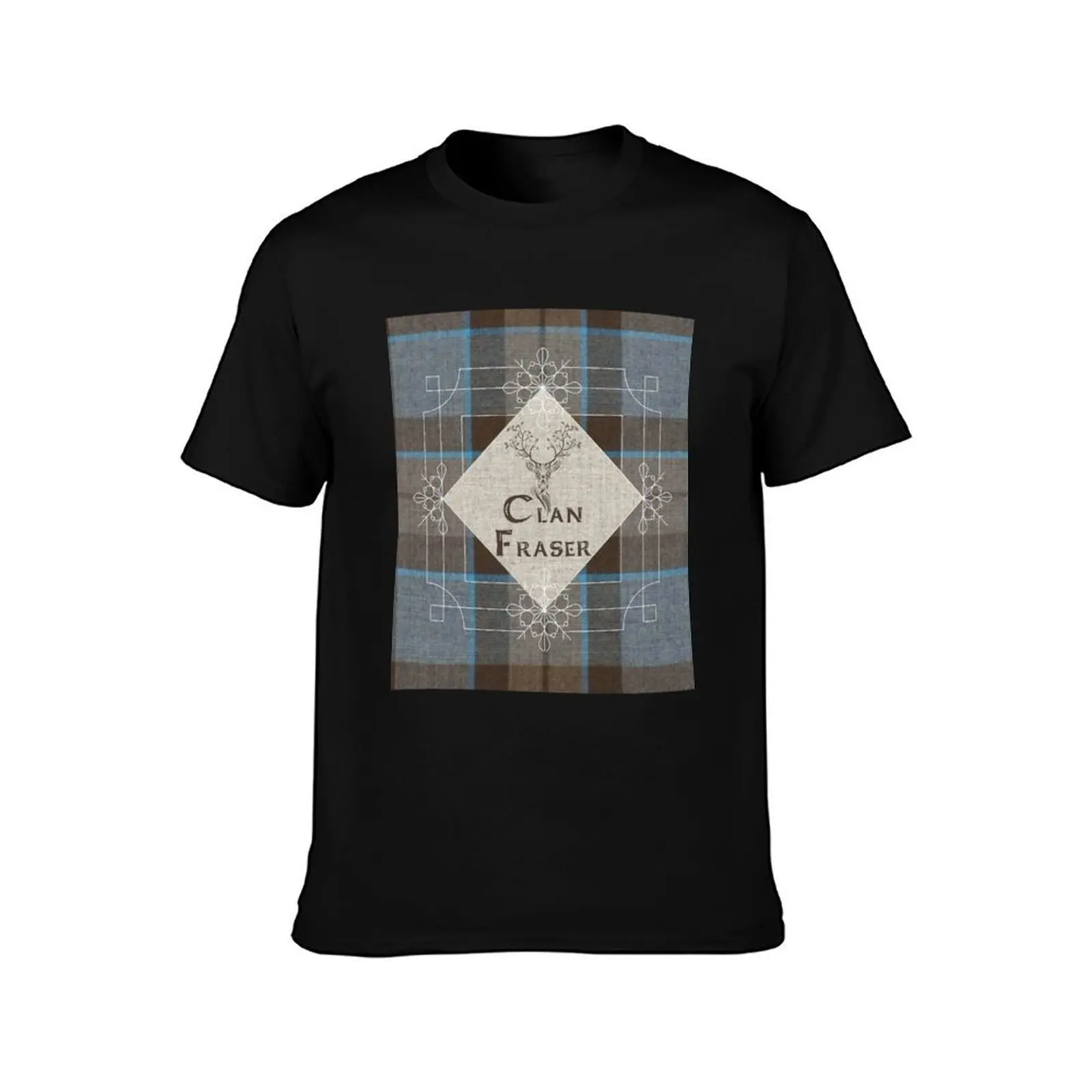 Outlander - Clan Fraser Tartan Kilt - Stag T-Shirt Big and Tall Solid Color T-Shirt
