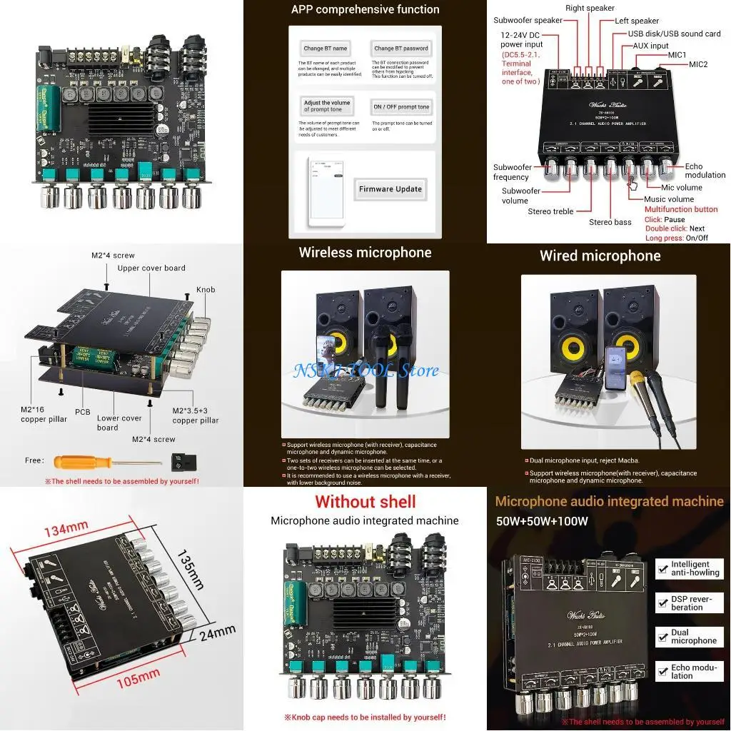 

L8RC 2x50W+100W 12V24V Digital-PowerAmplifier Board Digital Subwoofer Board-AMP