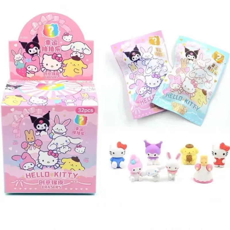 Sanrio Cartoon Hello Kitty Eraser Model Kawaii Cinnamoroll Kuromi Student Creative Stationery Toy Children's Birthday Gift