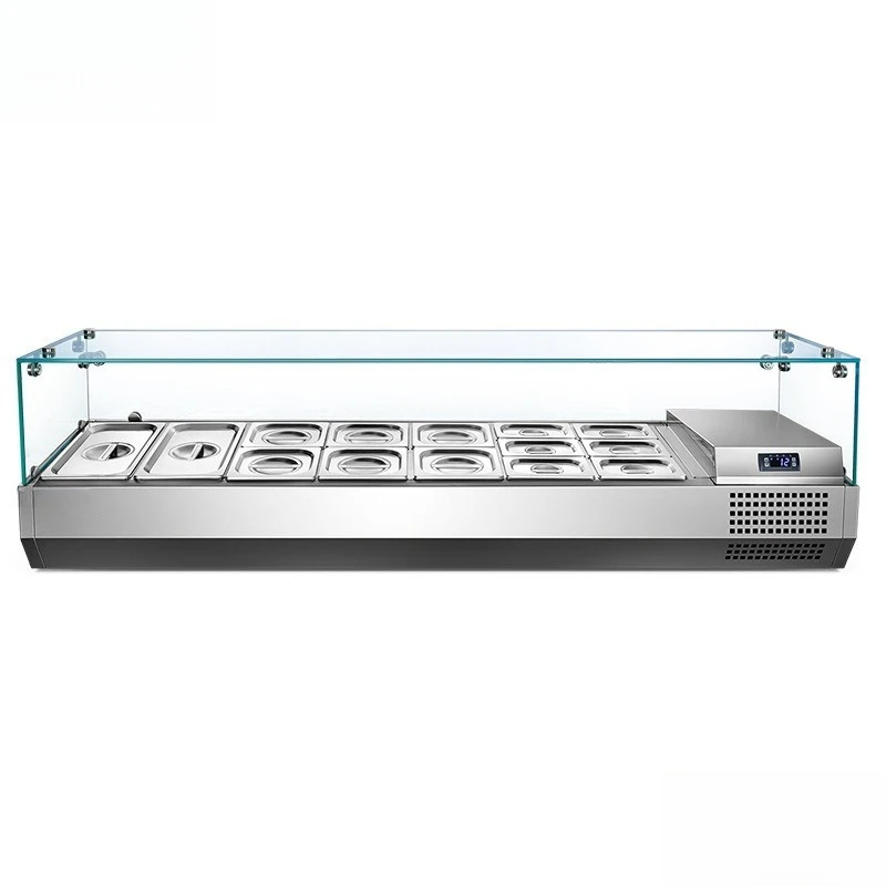 

Commercial fresh-keeping desktop refrigerated display cabinet, salad table desktop pizza console