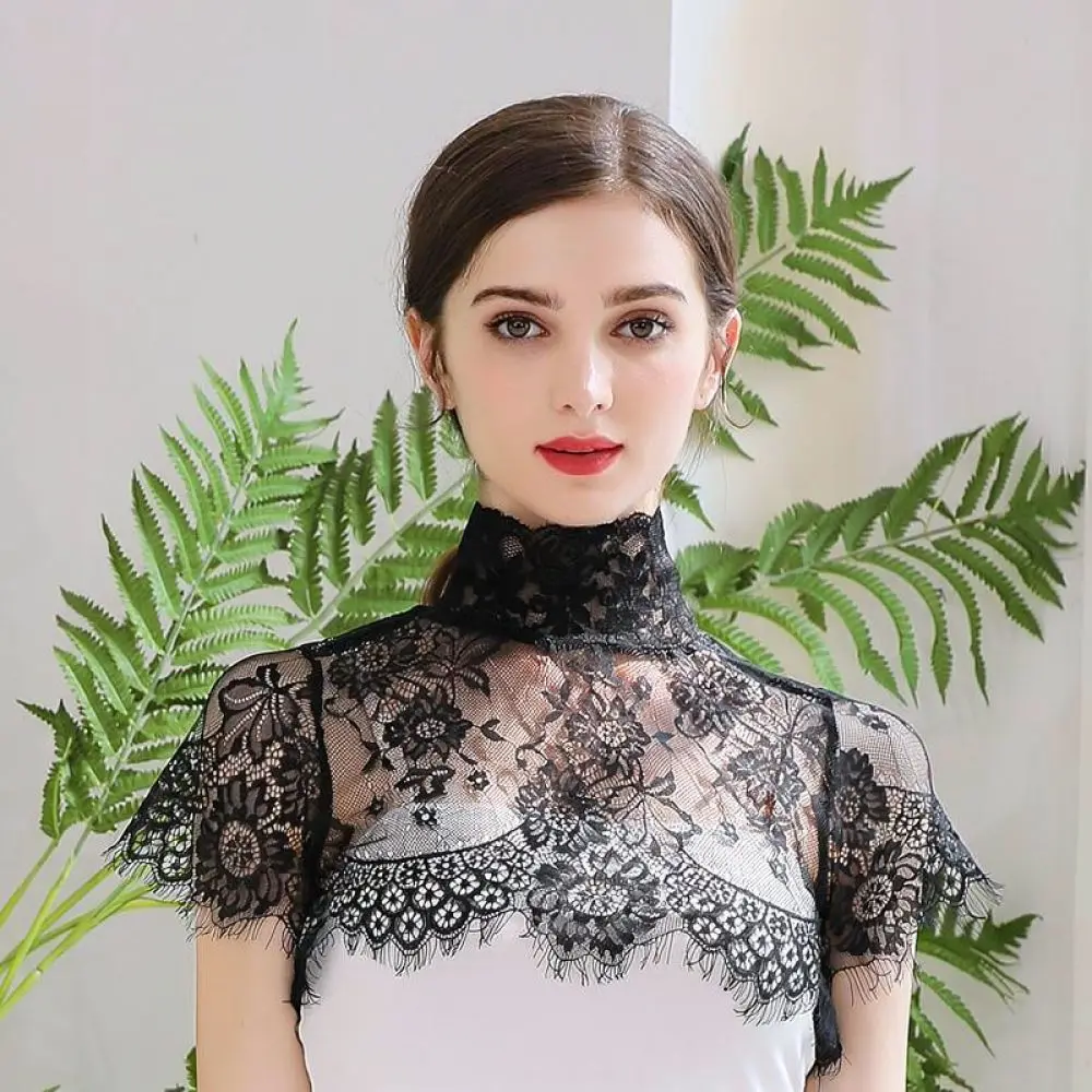 Elegant Lace False Collar Mock Neck Women Detachable Decorative Collar Versatile Accessory For Casual Sweater Dress Style