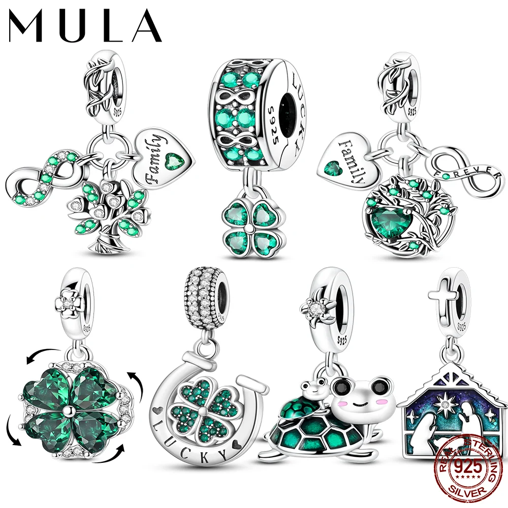 Original Family Tree Clover 925 Sterling Silber Anhänger Charms Perlen Charms passend für Original-Armband Damen Schmuck Geschenk