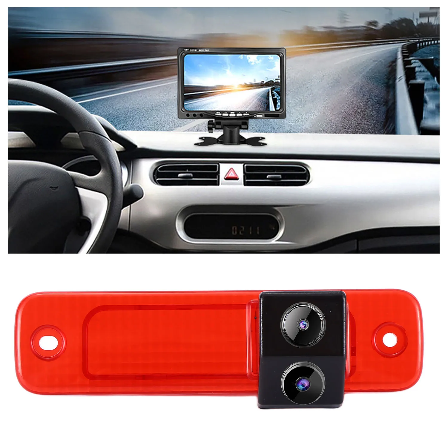 7 Inch Monitor + Dual Sensor Reversing rear view back camera for Ford Transit Hecktür transporter van