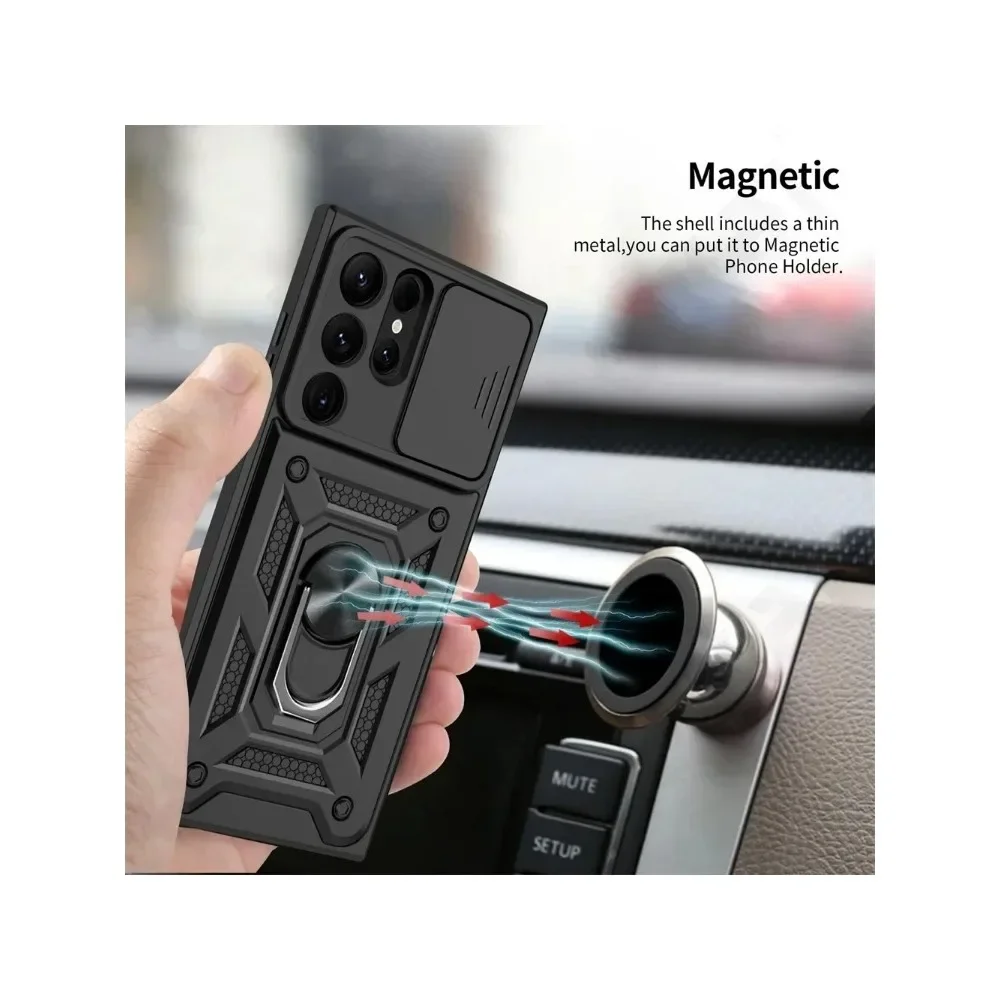 Case For Samsung S24 S23 S22 Ultra S21 S20 FE Galaxy A25 A35 A54 A14 5G Camera Lens Cover Phone Ring Stand Armor rotate Cover image 3