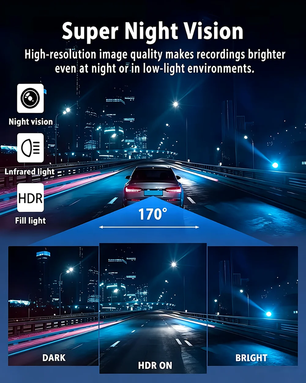 Auto-Fahrkamera HD 1080P 3/4-Kanal Dashcam Black Box mit eingebautem G-Sensor, Nachtsicht, Schleifenaufnahme, 24-Stunden-Parkmodus – Detail 10