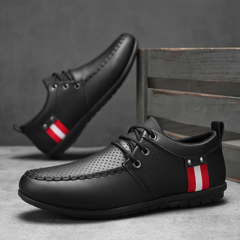 2025 New Korean Large Leather Shoes Men's Trendy Shoes British Youth Casual Men's White Shoes Loafers Men