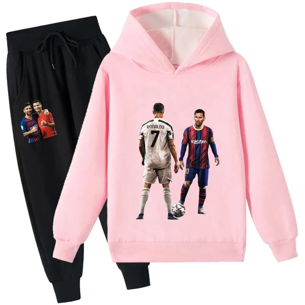 Cris-tiano R-ronaldos Soft Brushed Sweatshirt and Long Pants 2Pcs Set,Unisex Kid Winter Warm Outfit for 2-14Y