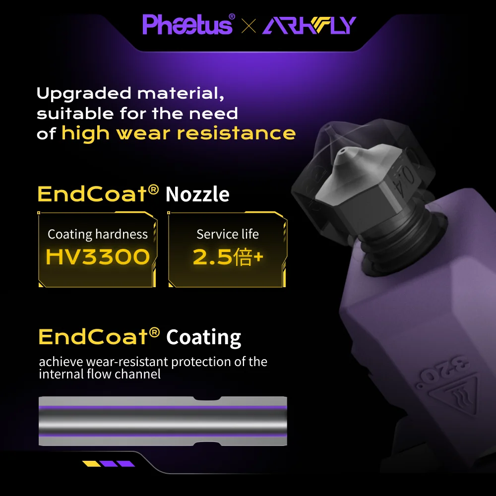 Phaetus × Arkfly Najnowszy Hotend Purple Conch M6 z Dyszą EndCoat, Odłączany, Kompatybilny z V6, Pasuje do Drukarek 3D Bambu Lab X1 P1 Series — zdjęcie produktu 2