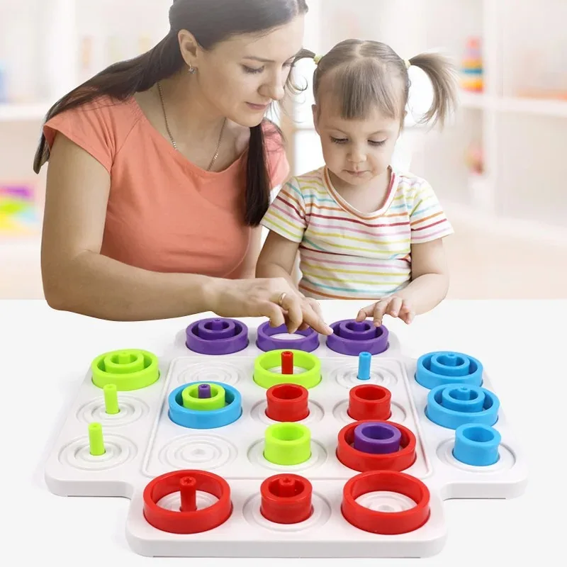 Juego de mesa de anillos apilables Montessori, juguetes educativos para niños, juego interactivo para fiestas familiares, juguete de rompecabezas para entrenamiento de concentración para niños