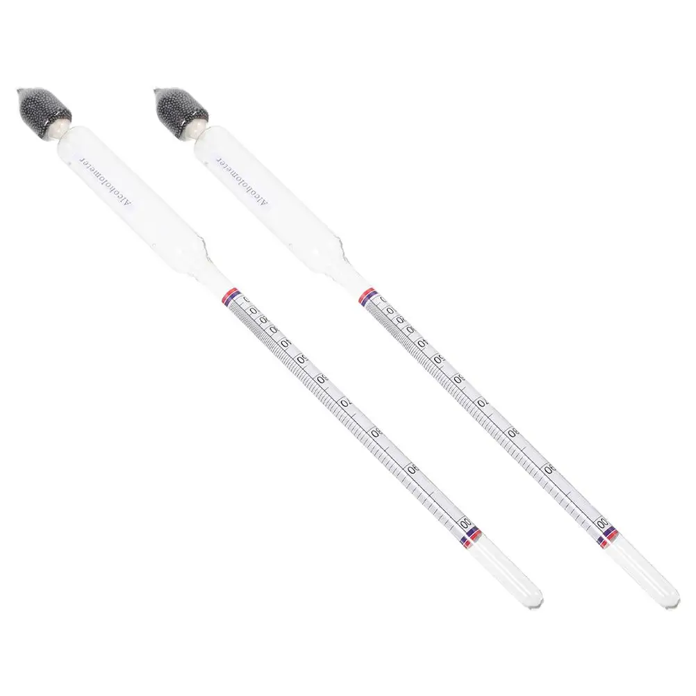 2 Pcs Alcohol Concentration Meter Hydrometer Dual Scale Tester for Home Beer 0-100 Measurement Device Alcohol Content
