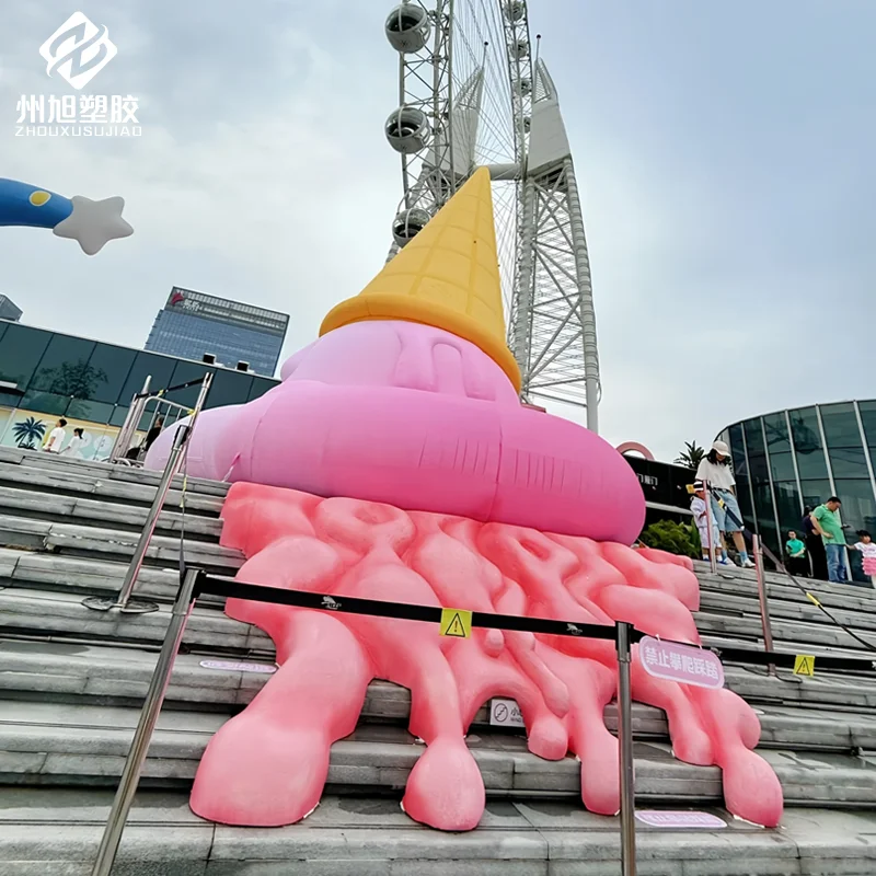 インフレータブル漫画かわいいアイスクリームアイスキャンディーエアモデル - モール屋外キャンプフェアテーマチェックインアートディスプレイ小道具