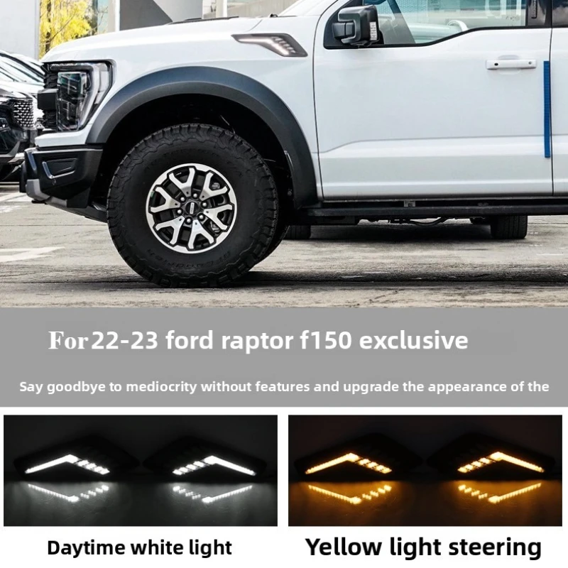 Car Wheel Eyebrow Light For Ford Raptor F150 F-150 2022-2024 Led Front Fender Light DRL Daytime Running Lamp Dynamic Turn Signal