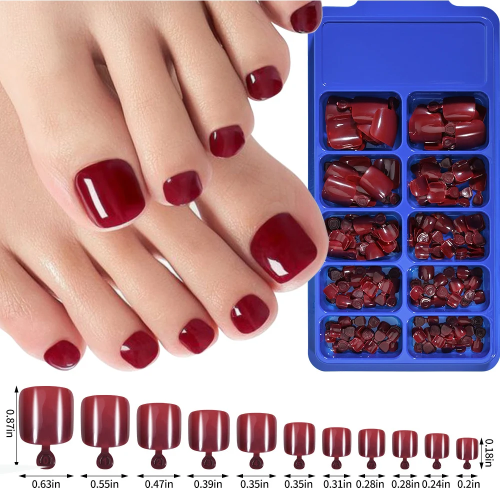 

100pcs/box Short Square Solid Color False Toenails Tips Simplicity Removable Handmade Press On Toenails DIY Nail Art Accessories