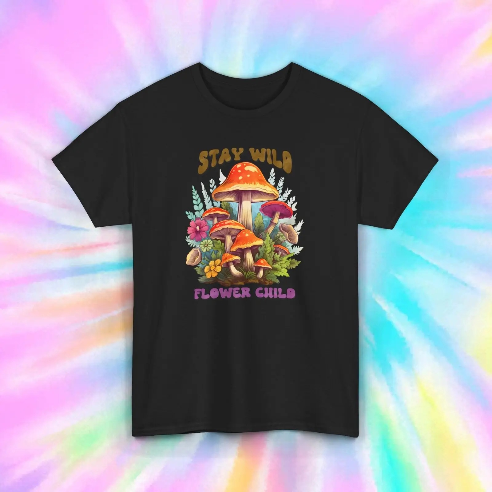 Детская футболка с цветочным рисунком и принтом в виде грибов