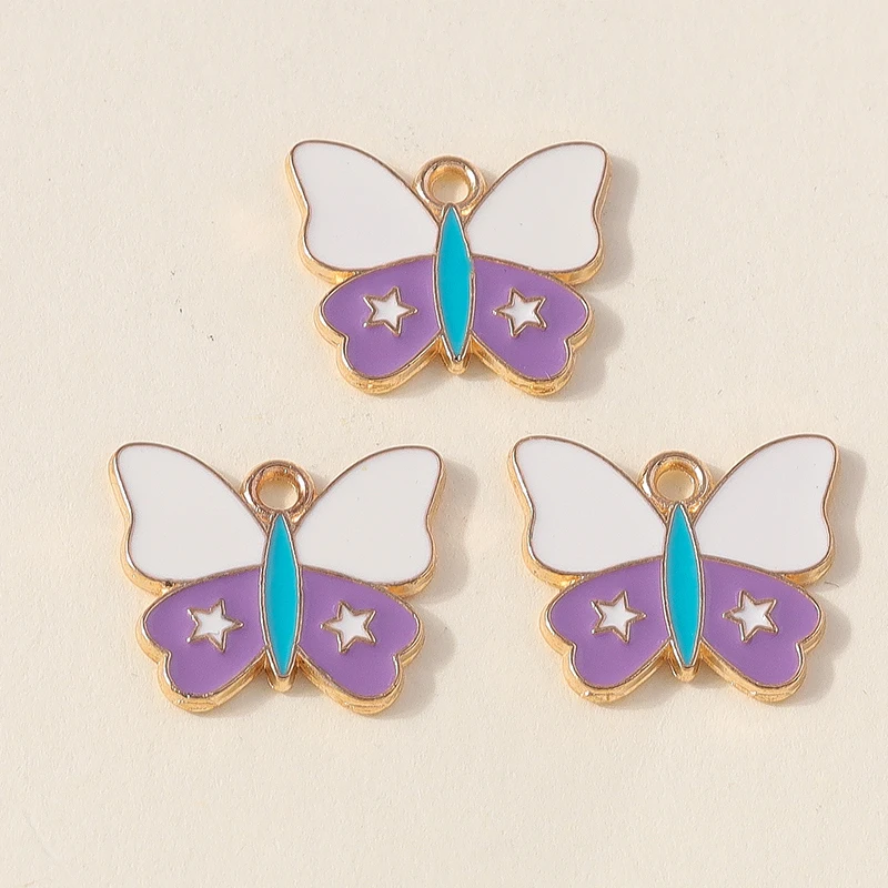 20 Stück 17x14mm Niedliche Bunte Emaille-Schmetterlingsanhänger für Schmuckherstellung, Halsketten, Ohrringe, DIY-Bastelzubehör – Detail 7