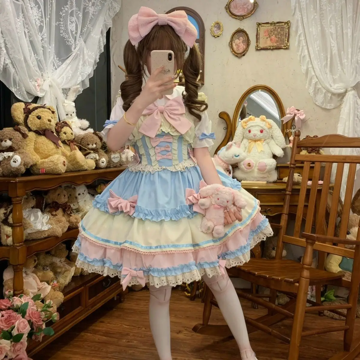 

SOIOMES Cute Sweet Strap Skirt Sweet Puff Skirt Fashion Lolita