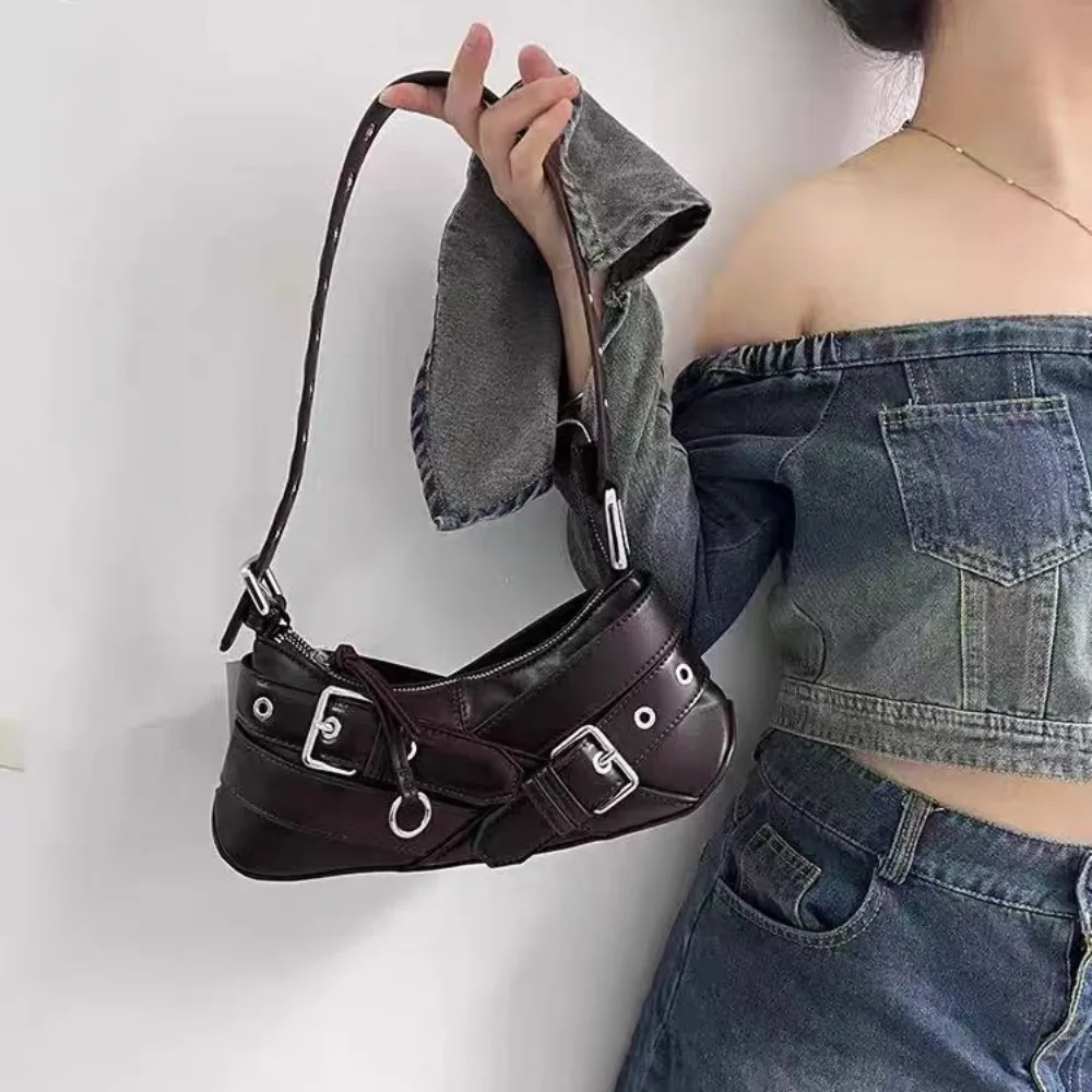 Fashion Black Women Handbags Vintage PU Leather Shoulder Bag Small Underarm Bags for Women Designer Bag High Quality Flap Tote