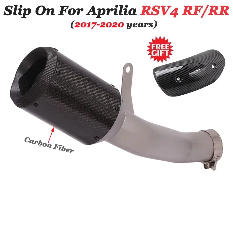 Slip On For Aprilia RSV4 RF RSV4 RR 2017 - 2020 Motorcycle GP Exhaust Escape Super Bike Modify Link Pipe Carbon Fiber Muffler