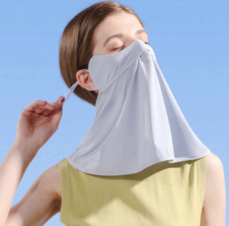 Frauen Sonnenschutz maske Outdoor-Sport Radfahren atmungsaktiv wasch bar wieder verwendbar Doppels chicht Eis Seide Masken Anti-UV-Sonnen gesichts abdeckung