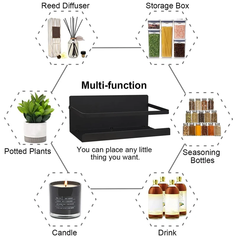 Fridge Spice Rack Organizer Single Tier Magnetic Refrigerator Spice Storage Shelf Wall Mounted Side Shelf Organizer