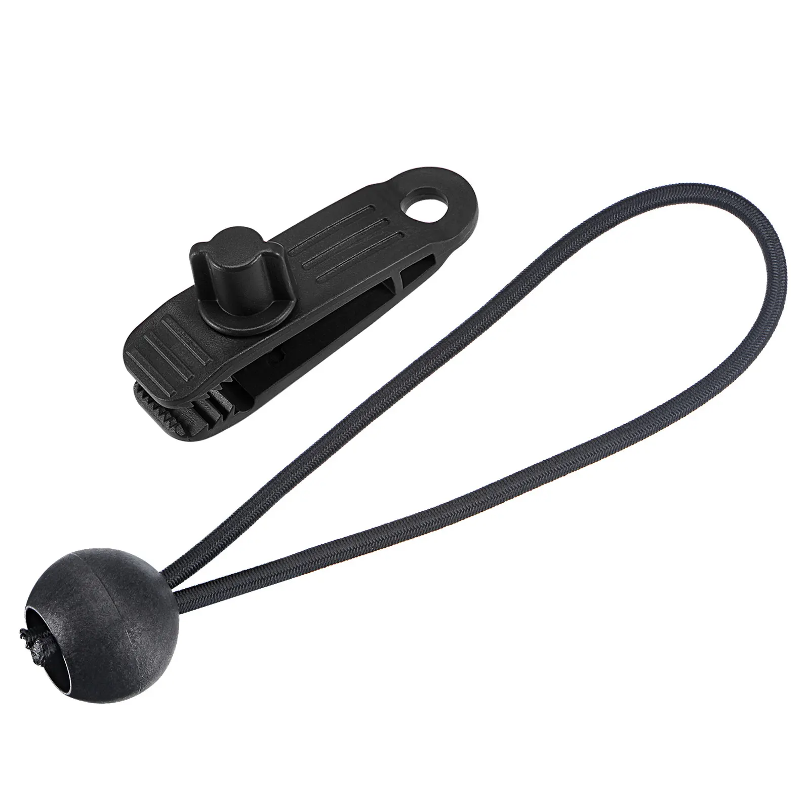 

Ball Elastic Cords with Tarp Clamps Kit, 6 Inch Lock Grip Rope Screw Clips for Camping Tent Canopy Awning, Black 12in1 Set
