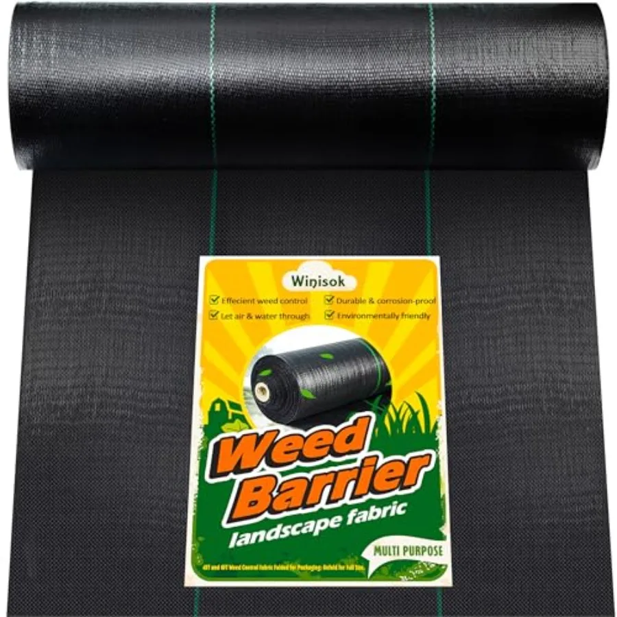 

Winisok Garden Weed Barrier Landscape Fabric 4Feet x 300Feet, Premium Weed Control Garden Cloth, Durable Woven Geotextile Fabri
