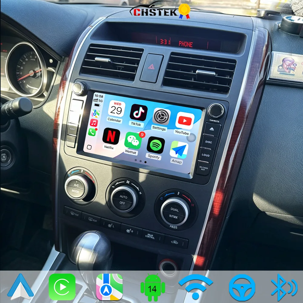CHSTEK Android 14 Car Radio Carplay For Mazda CX-9 TB CX9 TC 2006-2016 GPS Multimedia Player Navigation WIFI 4G Bluetooth Stereo