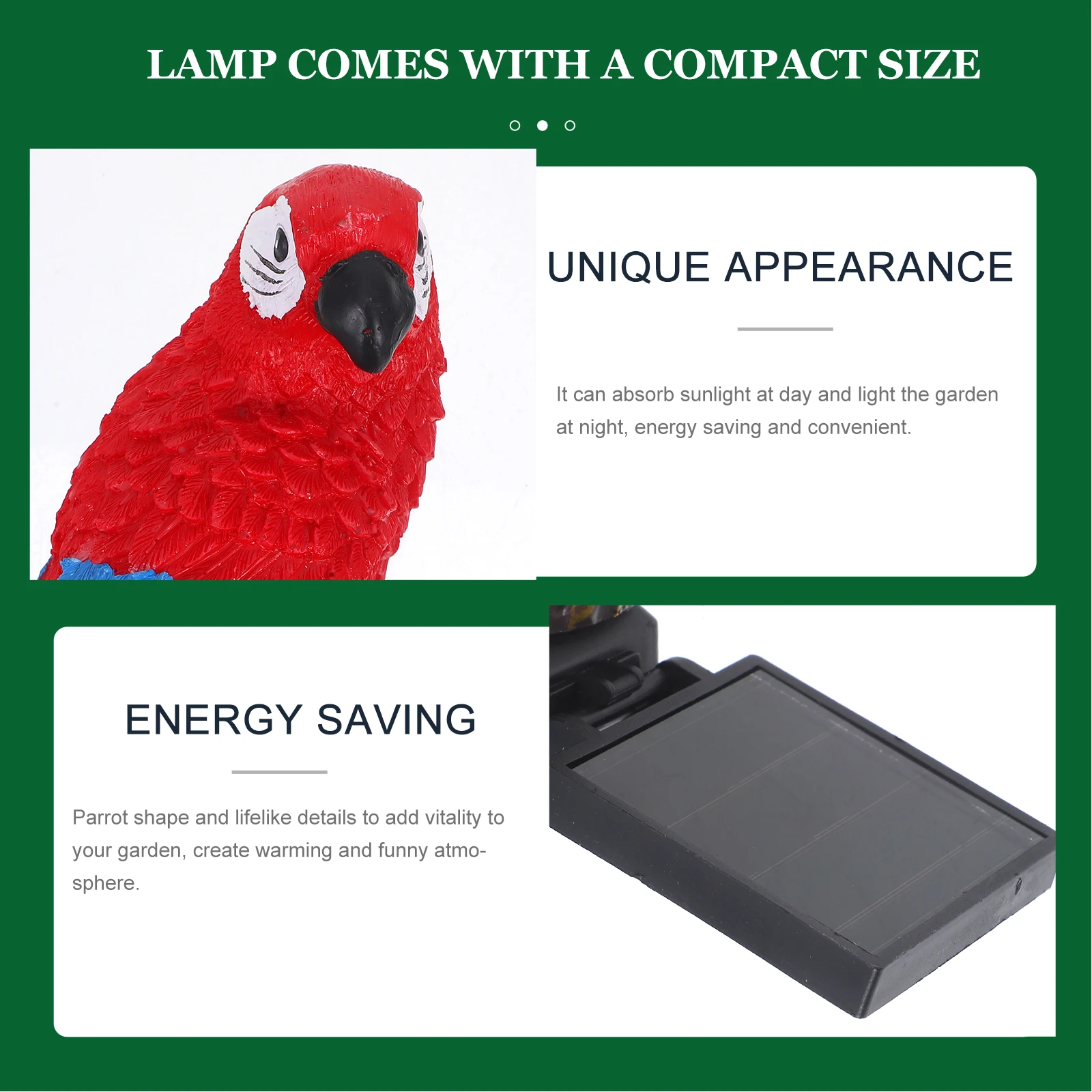 

2pcs Solar Parrot Lights Resin LED Garden Outdoor Lawn Patio Decorative Stake Light Energy Saving Lifelike Details