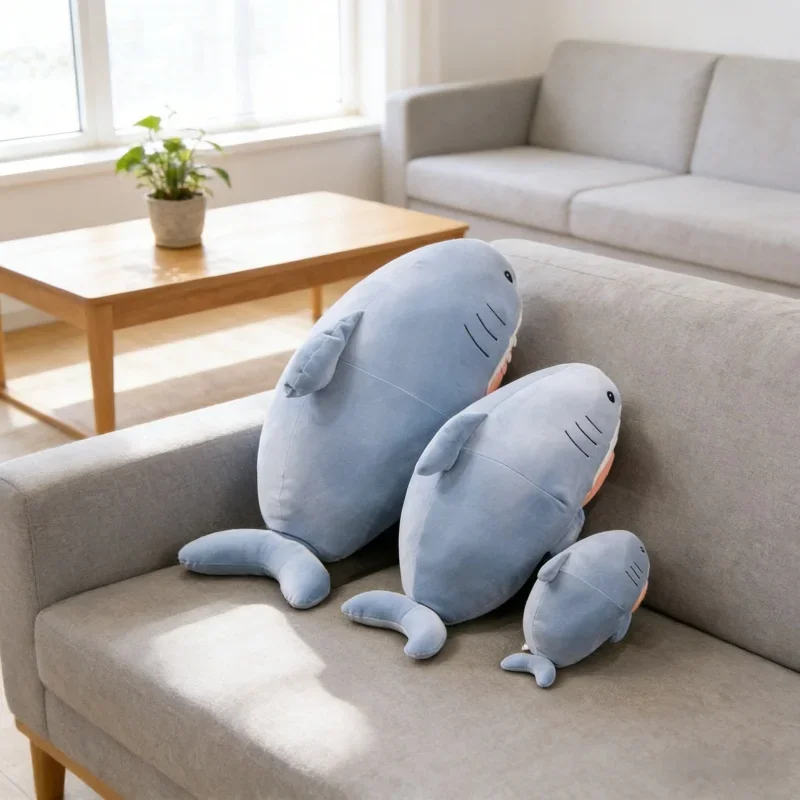 

Cute Plush Shark Toy Kawaii Cartoon Cat Face Shark Soft Doll Kids Toys Shark Pillow Birthday Gift Children Gift Room Decor