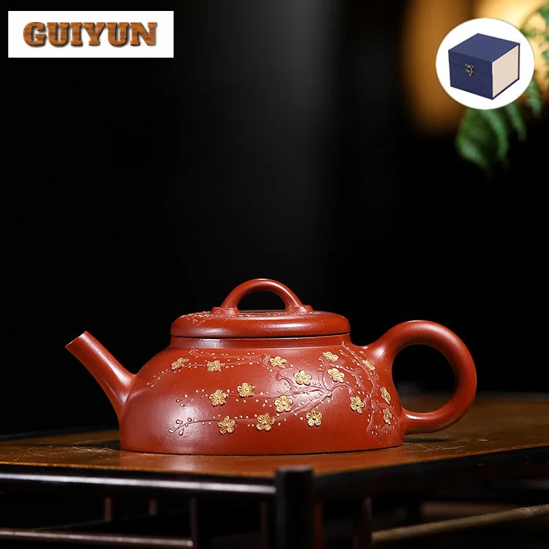 

150ml Elegant Yixing Purple Clay Teapot Handmade Plum Blossom Pot Raw Ore Dahongpao Mud Kettle Zisha Teaset Tableware Decoration