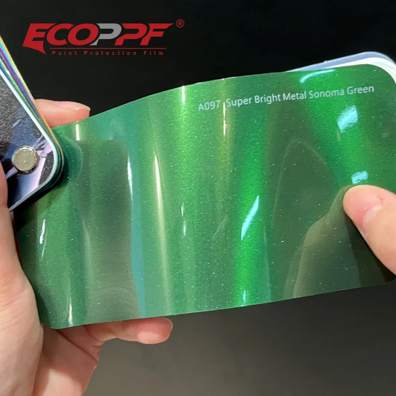 

Супер глянцевая без пузырьков из ТПУ, против царапин, простая установка, самоклеящаяся металлическая британская зеленая цветная автомобильная виниловая пленка для кузова