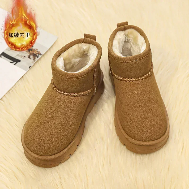 Botas de nieve para niños, botas gruesas de terciopelo para invierno para niñas y niños, zapatos antideslizantes resistentes al agua, botas de nieve para niños