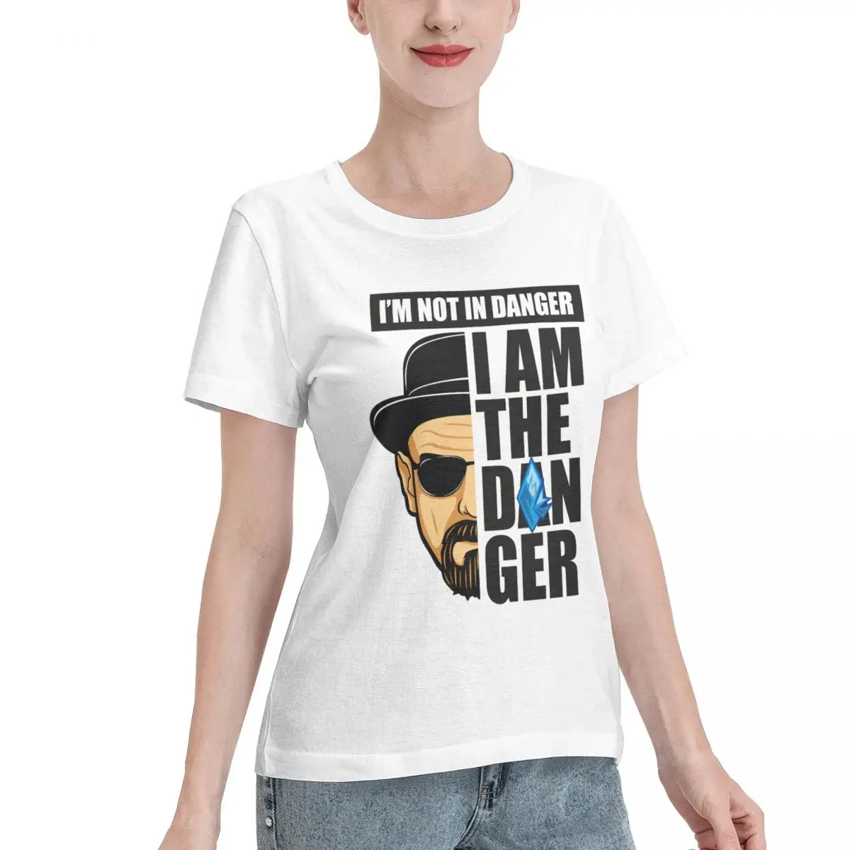 Heisenberg I Am The Danger Women's Basic Short Sleeve T-Shirt Fresh Tshirt Unique Humor Graphic High grade Eur Size