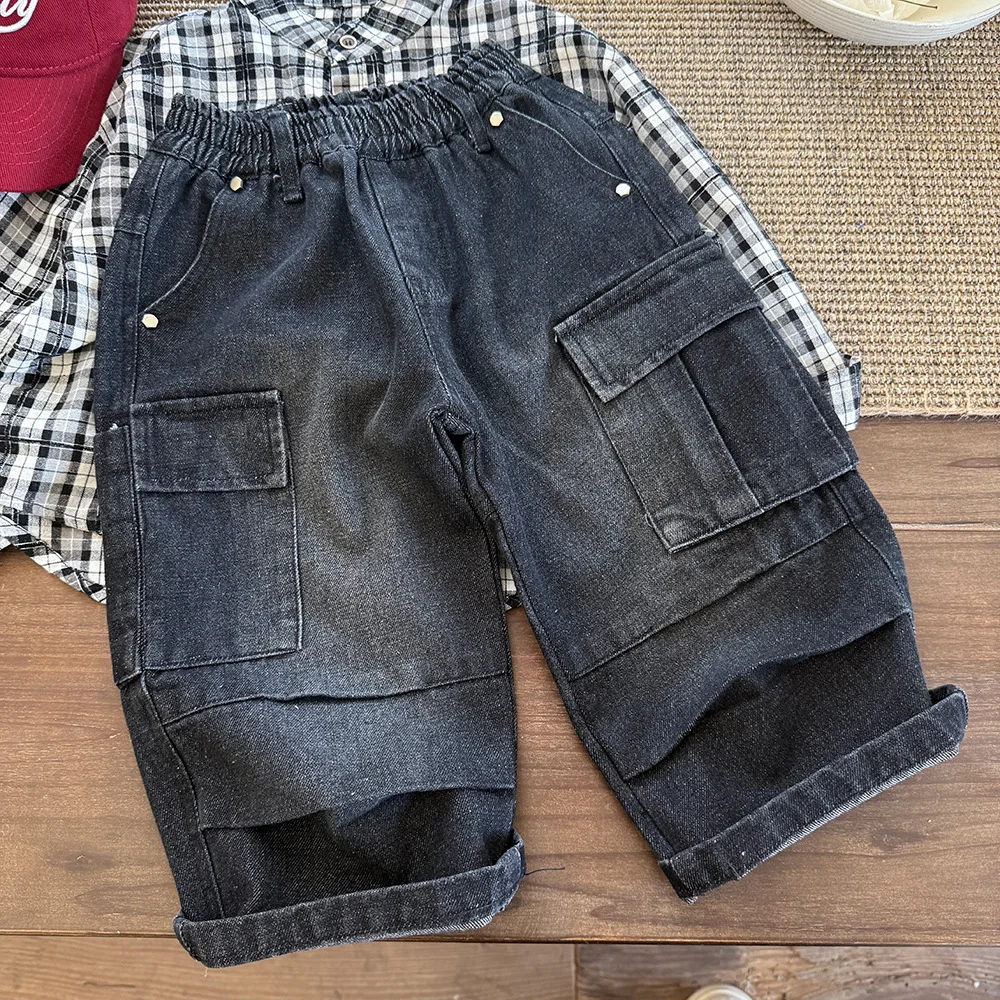 سراويل الأطفال للربيع والخريف سراويل العمل الكورية الرجعية كاجوال يومية متعددة الاستخدامات ملابس عصرية وأنيقة