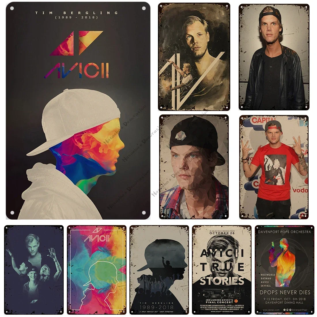 DJ Avicii Electronic Music Metal Plate Rusty Metal Tin Sign Singer Metal Plaque Home Cafe Pub Industrial Decor Vintage Poster