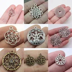 Round Flower Of Life Charms Accessories Lot Jewelry Making