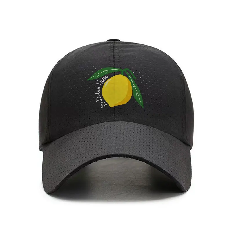 Lemon Print Quick Dry Baseball Cap Adjustable Breathable Outdoor Sports Sun Hat