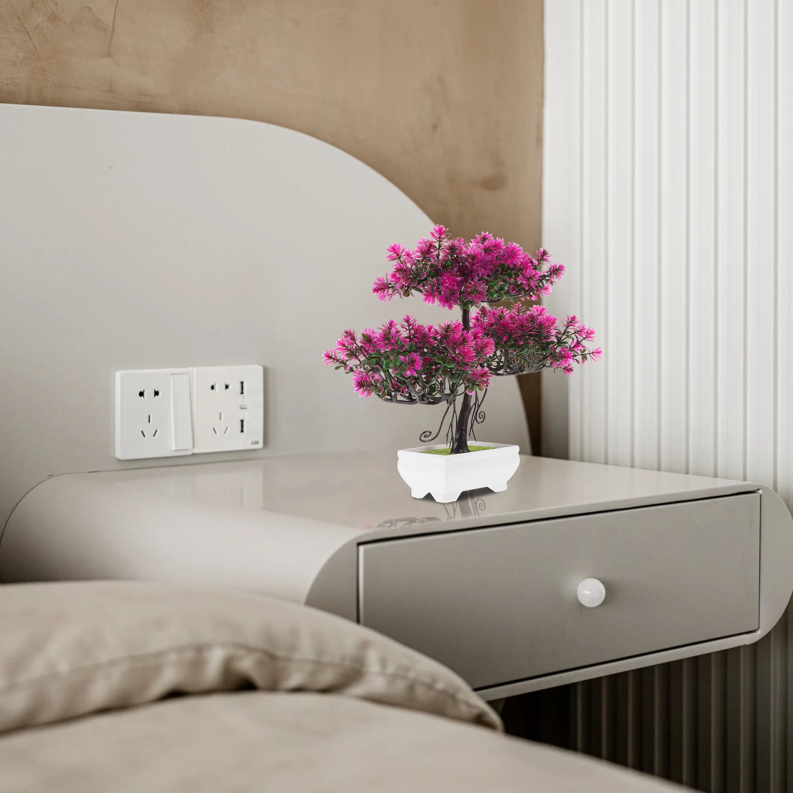 

2Pcs Meticulously Designed Bonsai Fake Plant Fade Resistant Mini Pine Tree Home Desk Decoration Mini Bonsai Tree